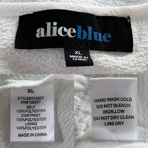 Alice Blue Lace Peplum V-Neck Blouse White XL New - Picture 8 of 13